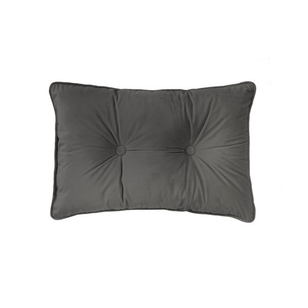 Tmavě šedý polštář Tiseco Home Studio Velvet Button, 40 x 60 