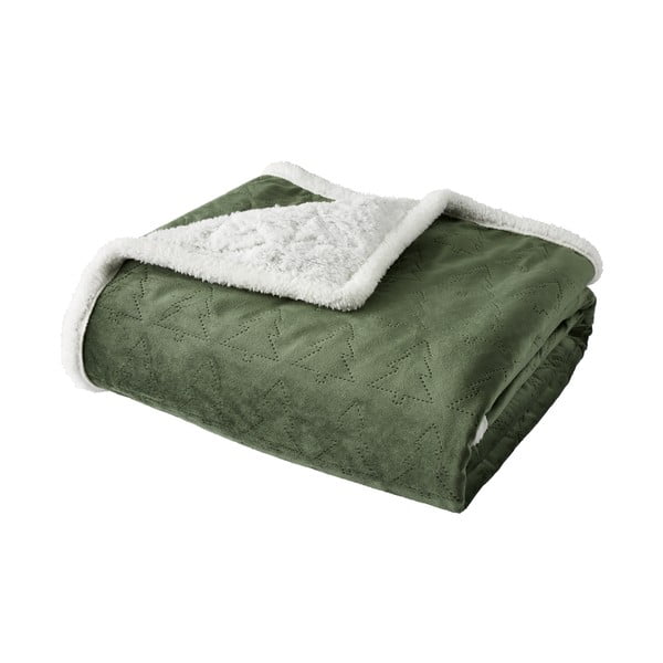 Zelený prošívaný přehoz z mikroplyše na dvoulůžko 180x200 cm Christmas Tree – Catherine Lansfield