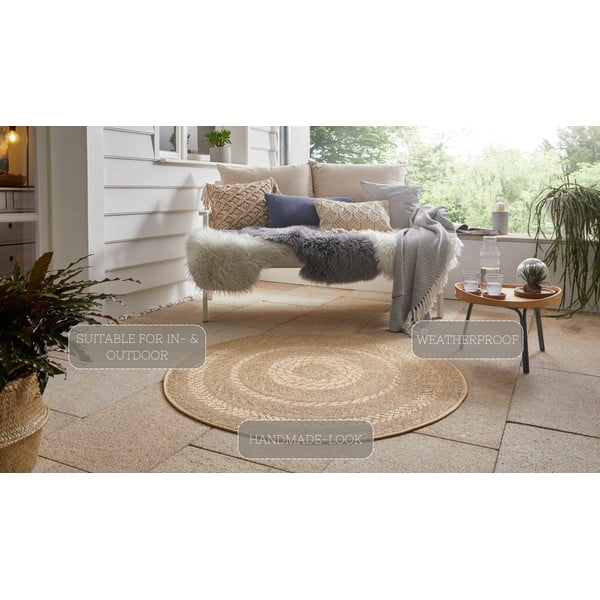 Béžový venkovní koberec NORTHRUGS Almendro, Ø 160 cm-image-4