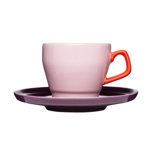 Šálek s podšálkem Sagaform Pop, růžový/fialový