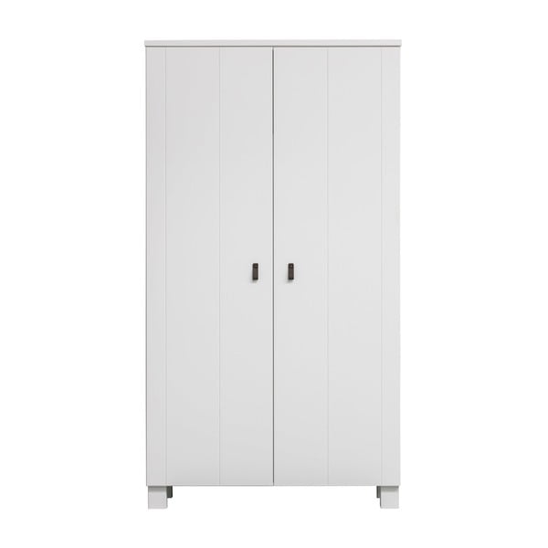 Bílá šatní skříň z borovicového dřeva 111x202 cm Ties – WOOOD