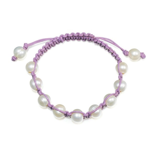 Fialový perlový kožený náramek Nova Pearls Copenhagen Amandine