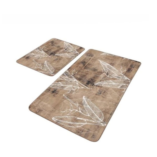 Hnědé sametové koupelnové předložky v sadě 2 ks 60x100 cm – Mila Home