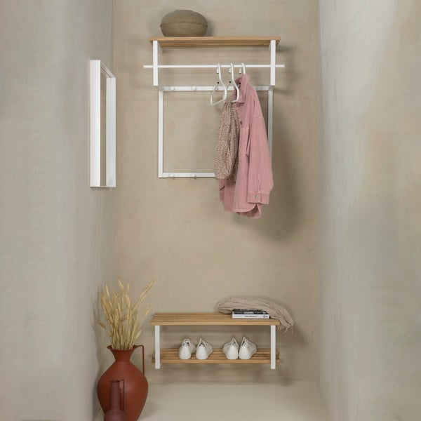 Bílý/v přírodní barvě kovový nástěnný věšák s poličkou 76 cm Rizzoli – Spinder Design-image-1