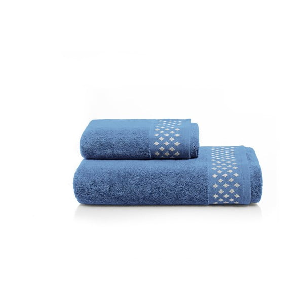 Set modré osušky a ručníku z bavlny Maison Carezza Lazio