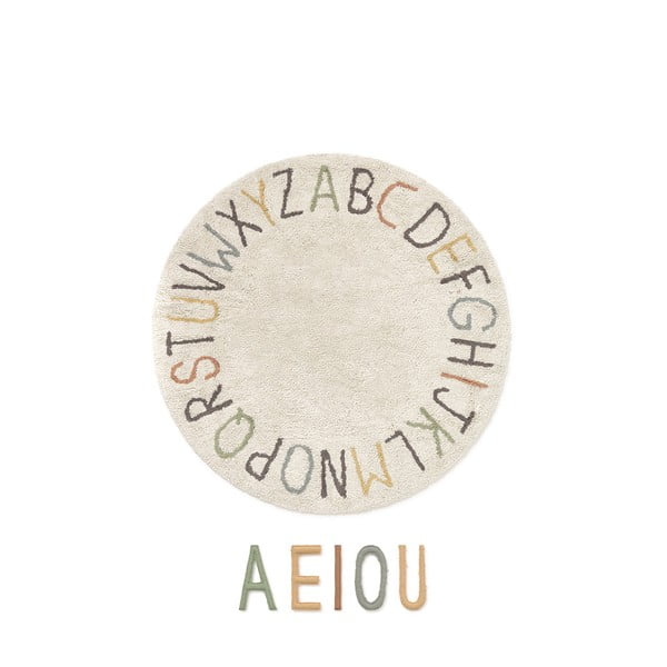 Krémový bavlněný dětský hrací koberec ø120 cm ABC Color and Letters – Lorena Canals