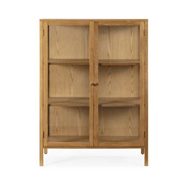 Vitrína v dekoru dubu v přírodní barvě 90x126x40 cm Ceci – MOME