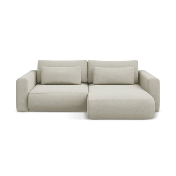 Béžová rozkládací/s úložným prostorem rohová pohovka (pravý roh/s lenoškou) Kapua – Makamii