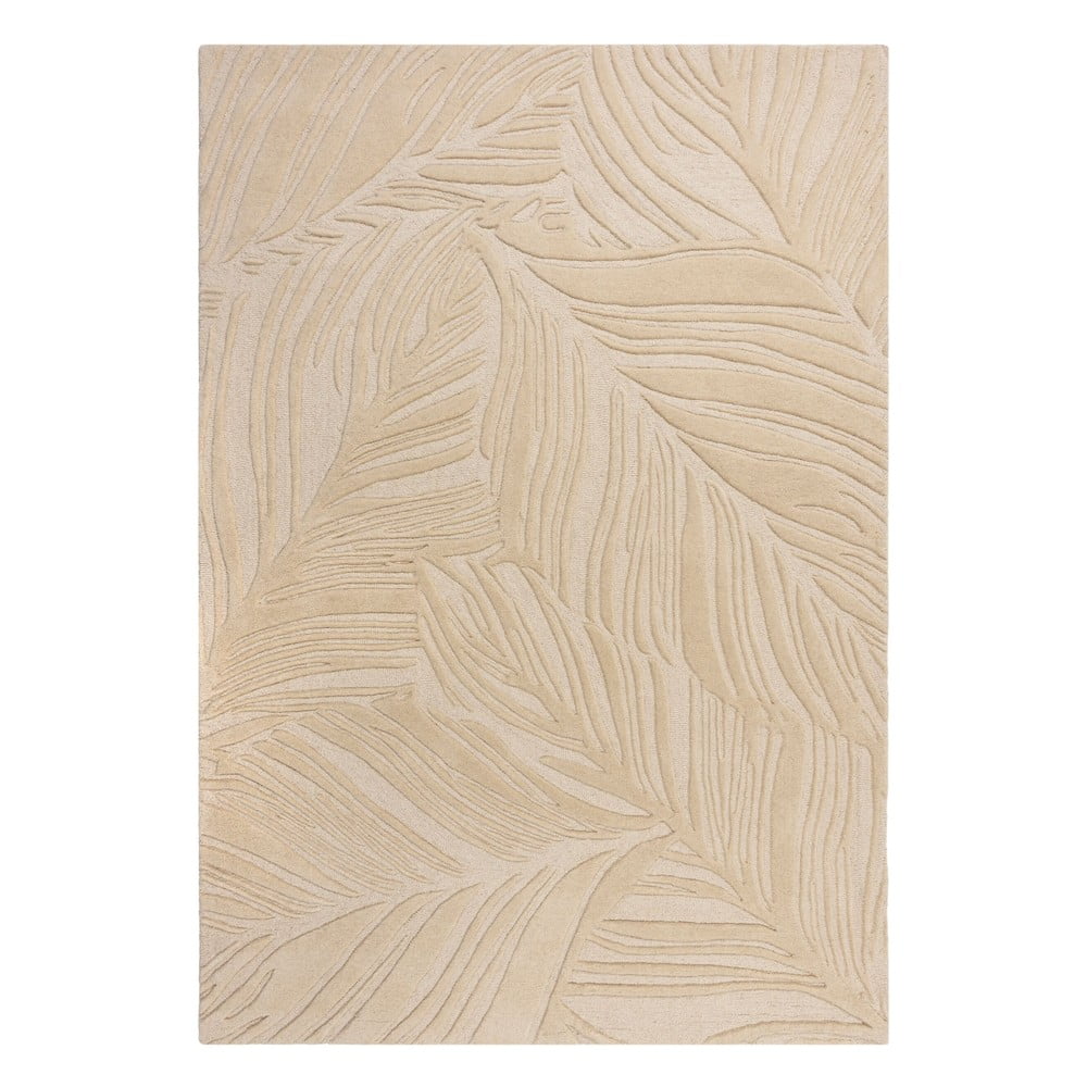 Béžový vlněný koberec Flair Rugs Lino Leaf, 160 x 230 cm