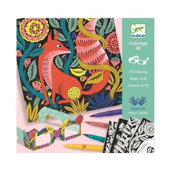 Výtvarný set s 7 kaligrafickými fixy a 3D brýlemi Djeco Les-image-2