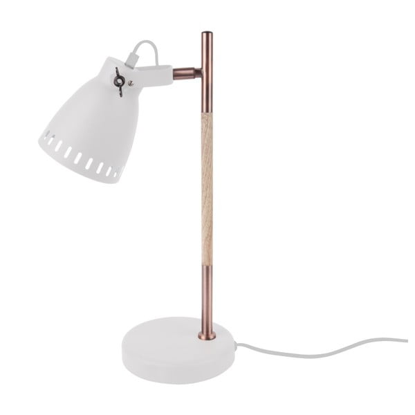 Bílá stolní lampa s dřevěnými detaily Leitmotiv Mingle