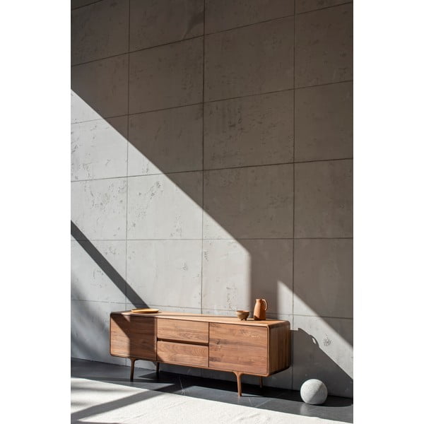 Hnědý TV stolek z ořechového dřeva 180x65x45 cm Fawn – Gazzda-image-4