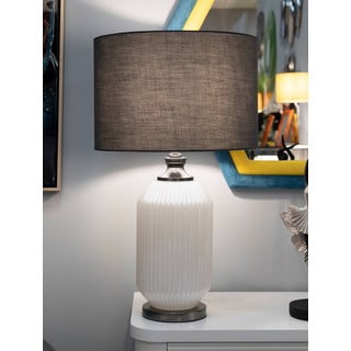 Šedá stolní lampa s textilním stínidlem (výška 65 cm) Brighty – Mauro Ferretti