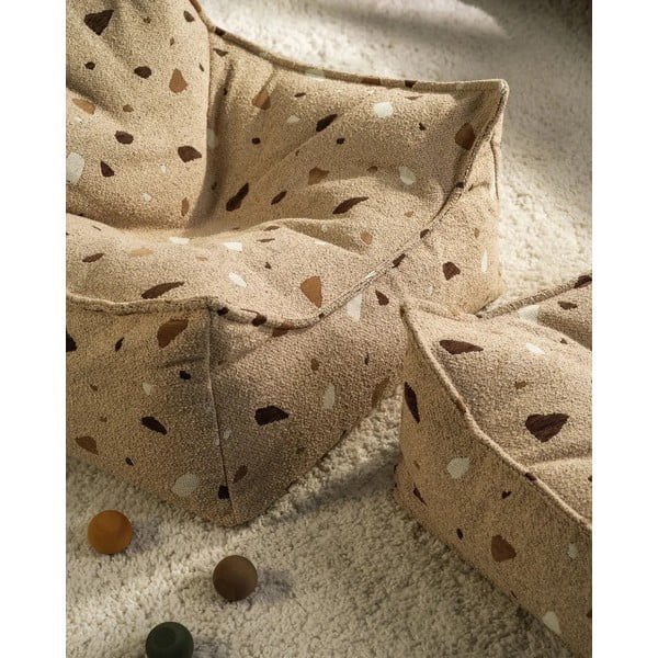 Světle hnědý dětský sedací vak z textilie bouclé/žinylkový Terrazzo Square – Wigiwama-image-4