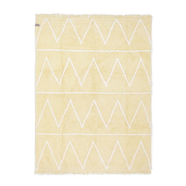 Žlutý bavlněný ručně vyráběný koberec Lorena Canals Hippy, 120 x 160 cm