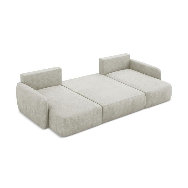 Krémová žinylková rozkládací/s úložným prostorem rohová pohovka (do "U") Lilo – Makamii-image-4