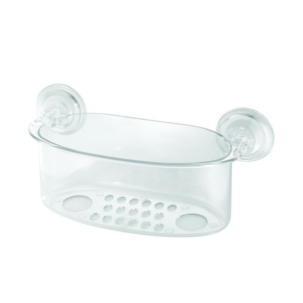 Transparentní samodržící košík iDesign Suction Spa, délka 30 cm