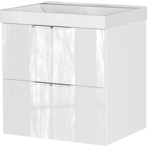 Bílá lesklá závěsná skříňka pod umyvadlo 61x65 cm Celano – Germania