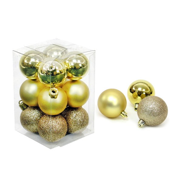 Sada 12 vánočních ozdob ve zlaté barvě Unimasa Navidad