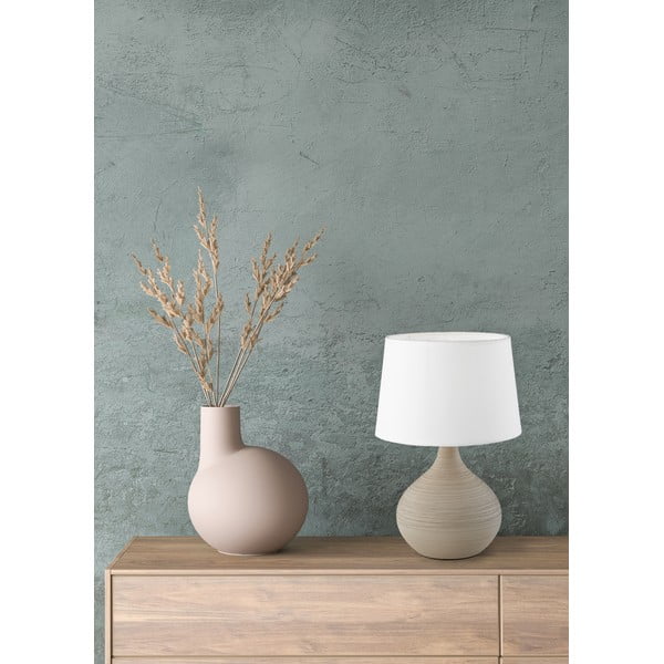 Bílo-hnědá stolní lampa z keramiky a tkaniny Reality Martin, výška 29 cm-image-1