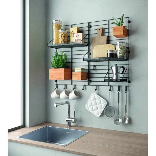 Černá kovová komponenta - police 43x15 cm Mural – Metaltex-image-3