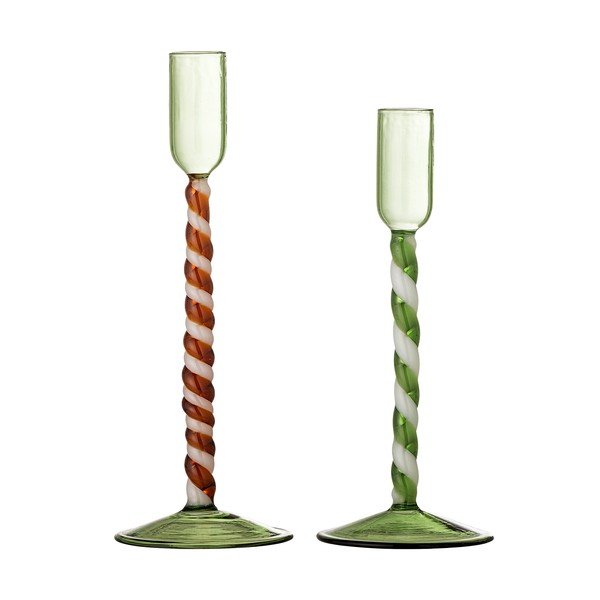 Skleněné svícny v sadě 2 ks Swirlie – Bloomingville