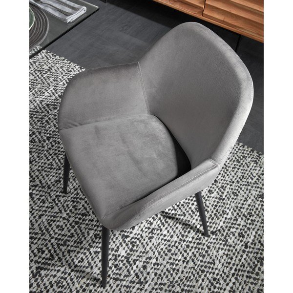 Tmavě šedé sametové jídelní židle v sadě 4 ks Konna – Kave Home-image-1
