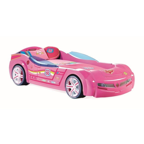 Růžová dětská postel ve tvaru auta Biturbo Carbed Pink, 90 x 195 cm