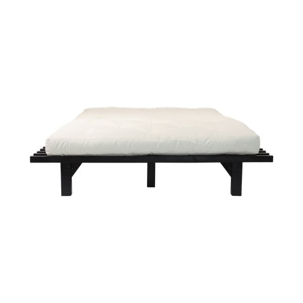 Dvoulůžková postel z borovicového dřeva s matrací Karup Design Blues Comfort Mat Black/Natural, 140 x 200 cm