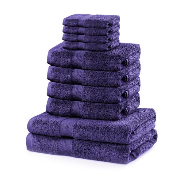 Set 8 fialových ručníků a 2 osušek DecoKing Marina Purple