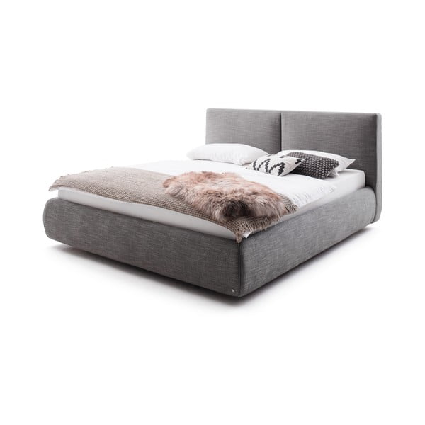 Tmavě šedá čalouněná dvoulůžková postel s úložným prostorem s roštem 180x200 cm Atesio – Meise Möbel-image-3