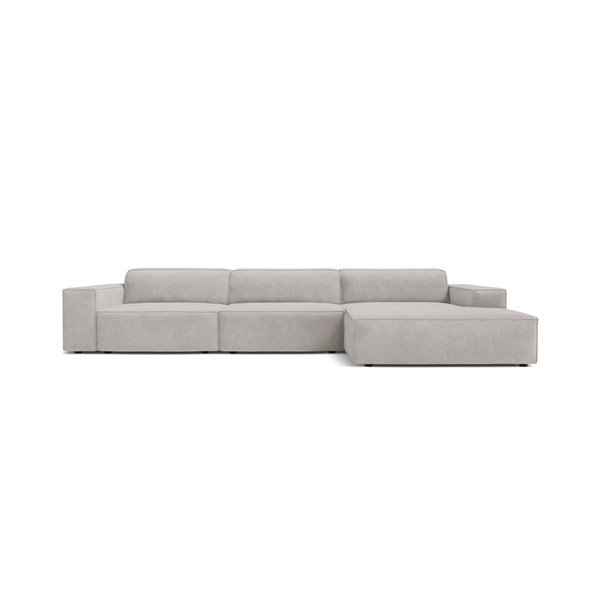 Světle šedá modulární rohová pohovka (pravý roh/s lenoškou) Jodie – Micadoni -image-1
