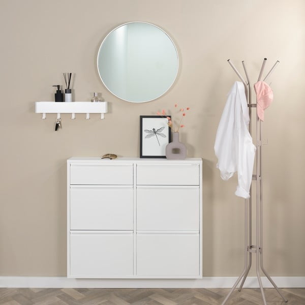 Bílý kovový výklopný botník 98x86x15 cm Billy – Spinder Design-image-1