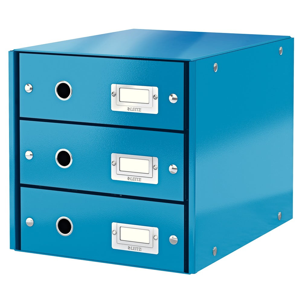 Modrý box se 3 zásuvkami Leitz Office, 36 x 29 x 28 cm
