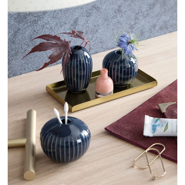 Sada 3 miniaturních kameninových tmavě modrých váz Kähler Design Hammershoi Miniature-image-2