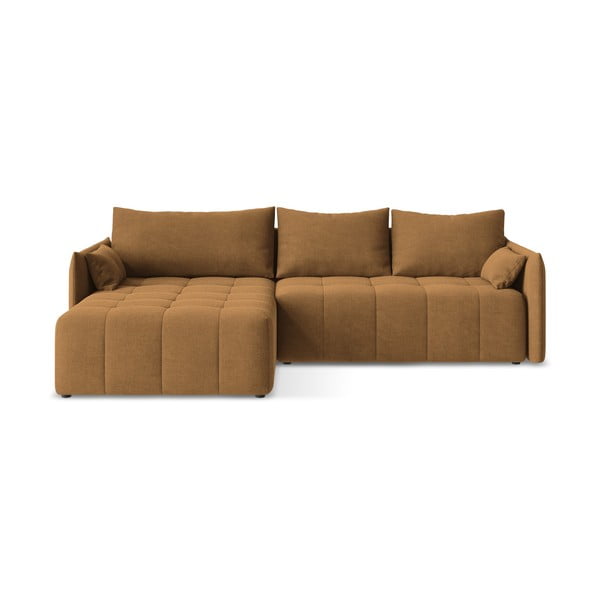 Rozkládací/s úložným prostorem rohová pohovka v terakotové barvě (levý roh/s lenoškou) Moku – Makamii