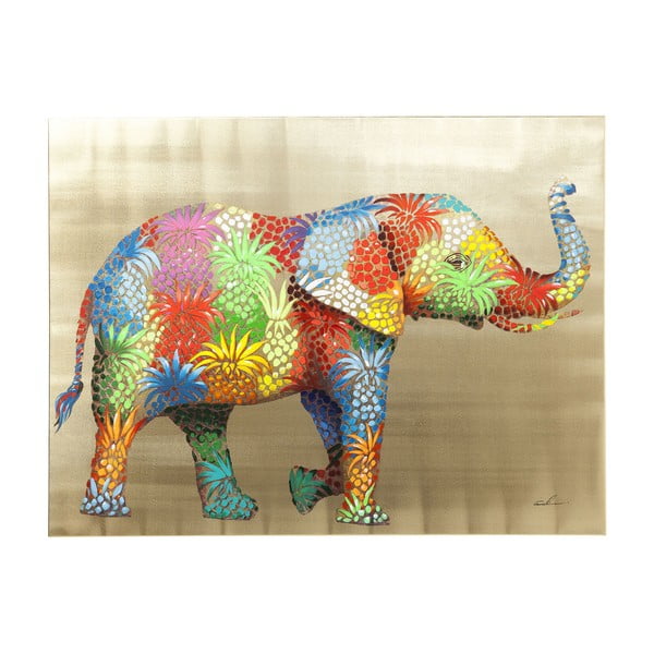 Obraz slona Kare Design Touched Flower Elefant, 120 x 90 cm
