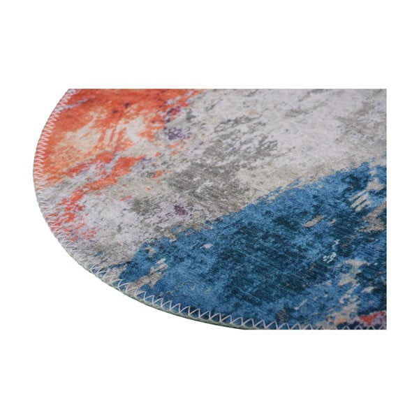 Modro-oranžový pratelný kulatý koberec ø 80 cm – Vitaus-image-2