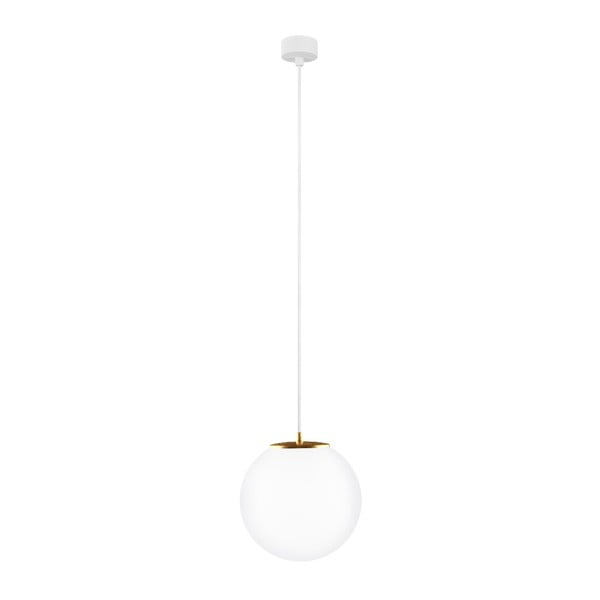 Bílé závěsné svítidlo s bílým kabelem a detailem ve zlaté barvě Sotto Luce Tsuri, ⌀ 25 cm