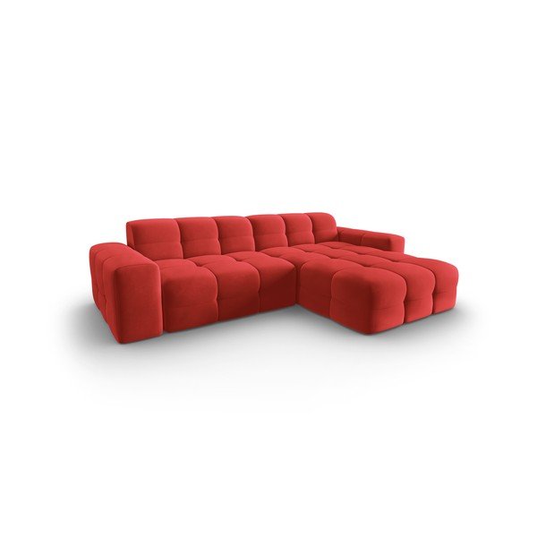 Červená sametová rohová pohovka (pravý roh) Kendal – Micadoni Home-image-3