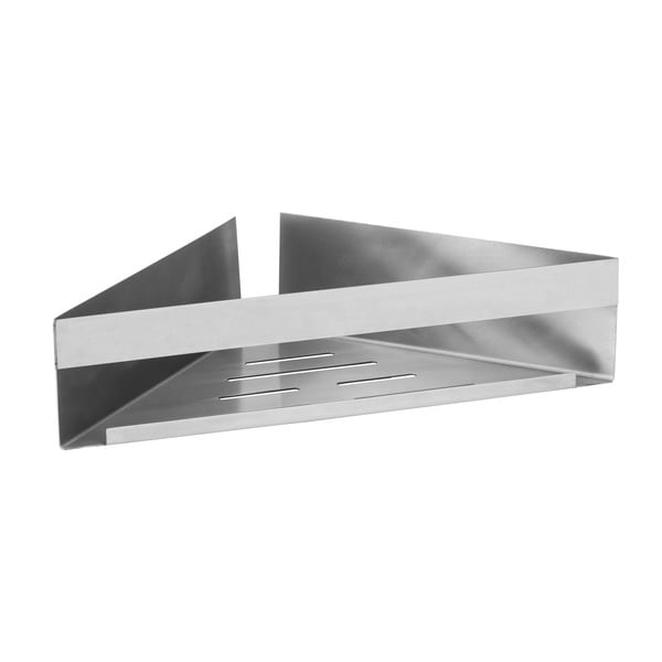 Rohová samodržící koupelnová polička z nerezové oceli v matně stříbrné barvě Genova – Wenko-image-1