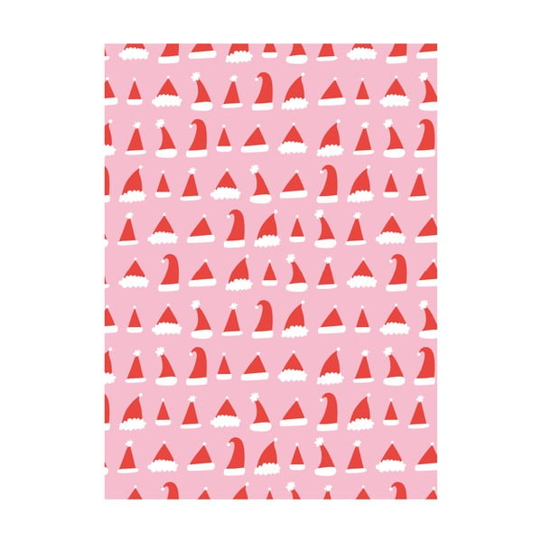 5 archů růžovo-červeného balícího papíru eleanor stuart Santa Hats, 50 x 70 cm