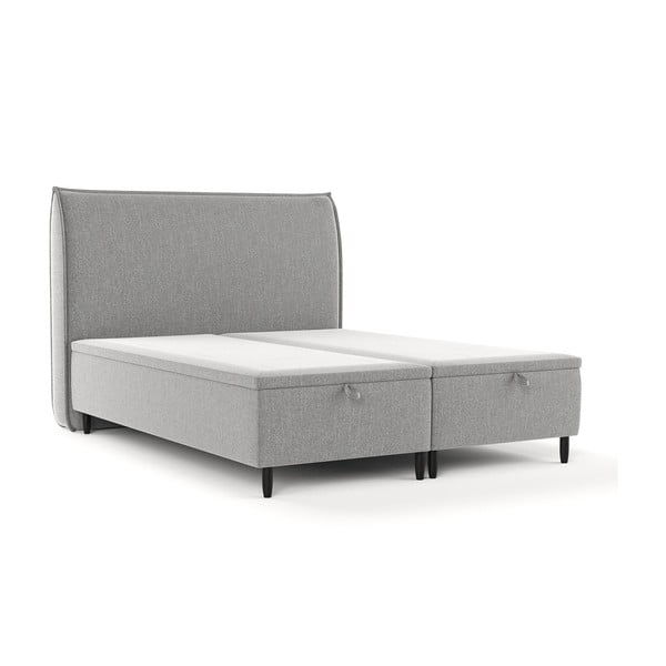 Světle šedá čalouněná dvoulůžková postel s úložným prostorem 140x200 cm Pearl – Maison de Rêve
