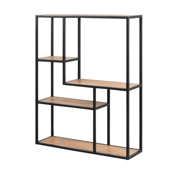 Nástěnná knihovna v dekoru dubu v černo-přírodní barvě 75x91 cm Seaford – Actona-image-2