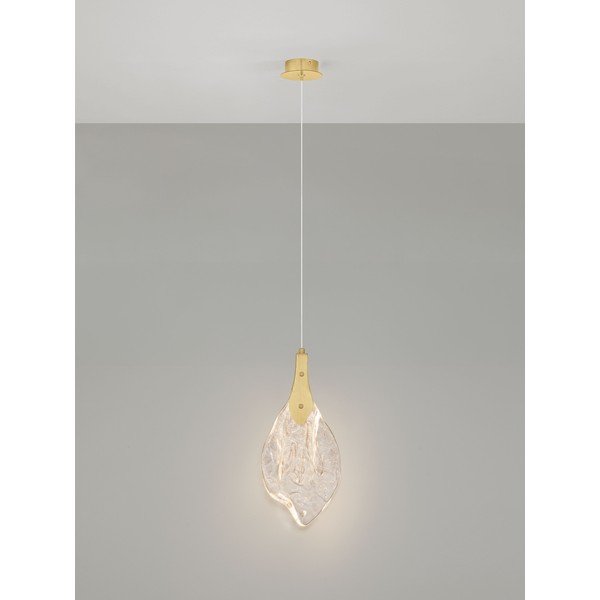 Ocelové LED stmívatelné závěsné svítidlo ve zlaté barvě se skleněným stínidlem ø 17,5 cm Bellina – Nova Luce-image-4