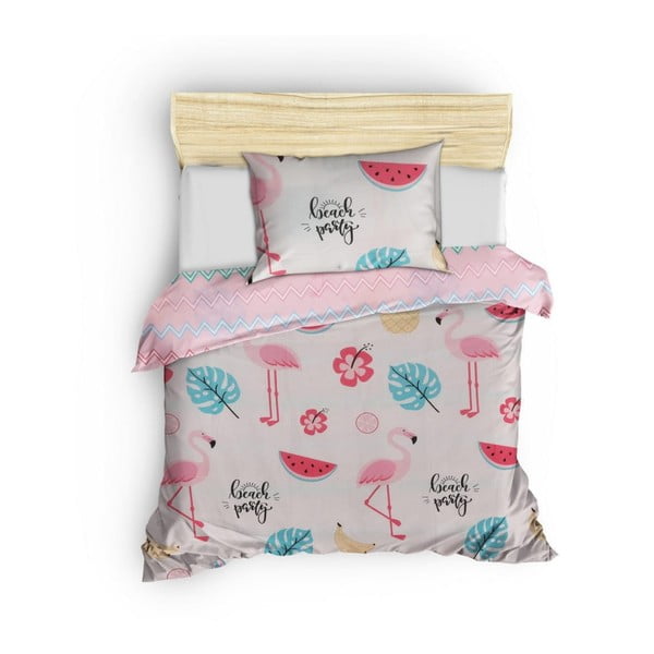 Bílo-růžové dětské povlečení na jednolůžko 140x200 cm Kokteyl – Mijolnir-image-3