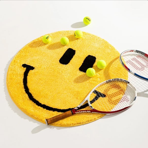 Žlutá koupelnová předložka ø 90 cm Yellow Smile – Foutastic-image-1