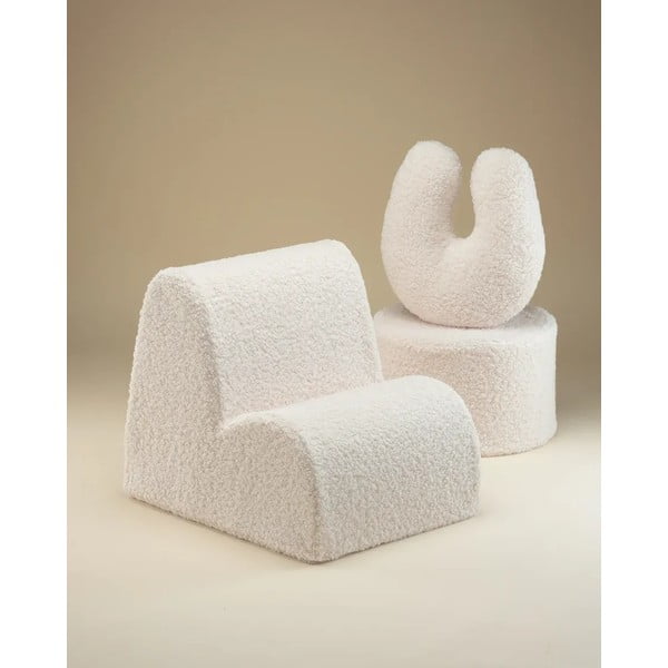 Krémový dětský pohovkový polštář z textilie bouclé U – Wigiwama-image-4