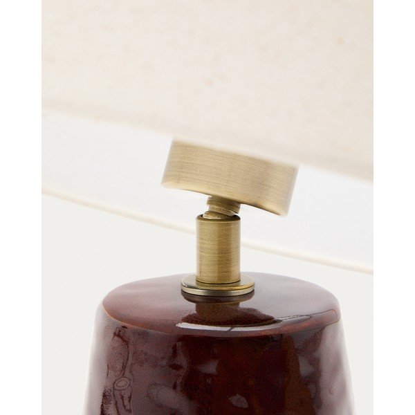 Červená/bílá stolní lampa s textilním stínidlem (výška 49 cm) Drava – Kave Home-image-3