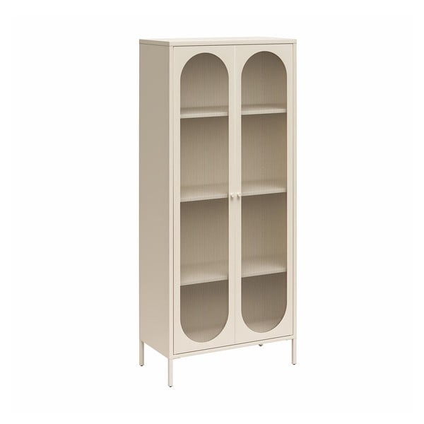 Krémová kovová vitrína 80x186x40 cm Luna – Støraa-image-2